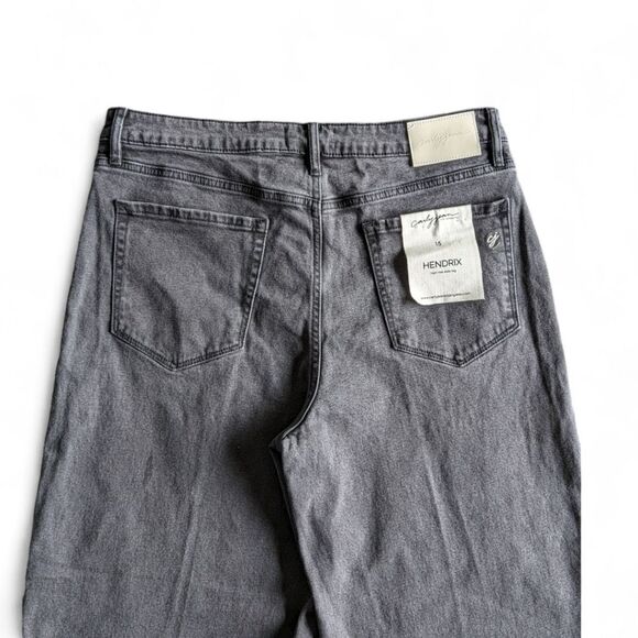 Carly Jean Wide Leg High Rise Los Angeles Denim Button Fly Charcoal Wash Sz 15 - Picture 9 of 15